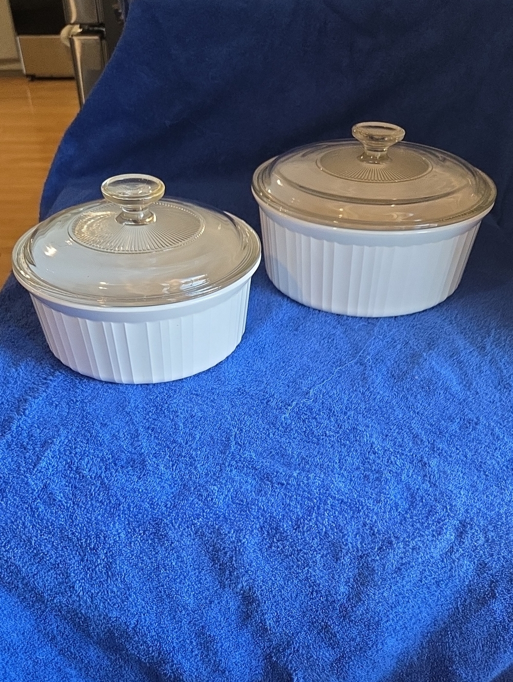 Two French White Caserole Dishes